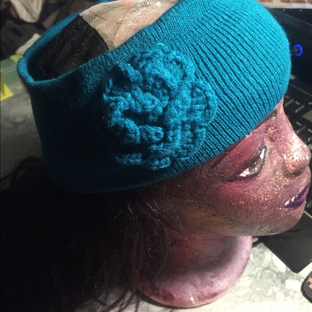 Blue- green Knit Winter headband